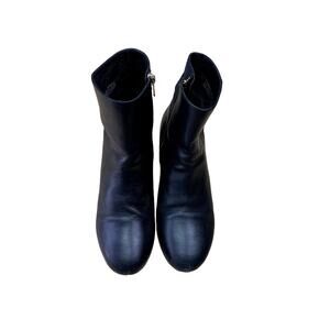 J.Crew Boots Women’s 8.5 Black Leather Ankle Booties Heel Made in Morocco